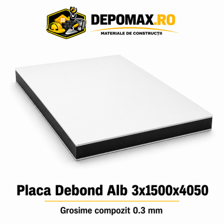 Placa BOND alb 3mm, 1500x4050mm, aluminiu 0.3mm